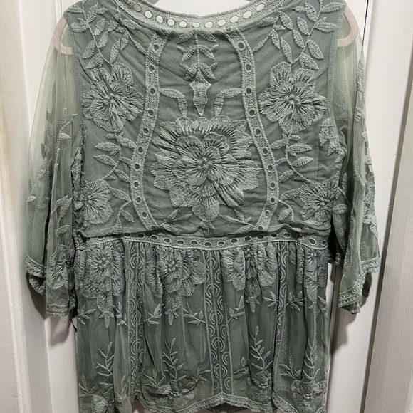 Entro Sage Green Lace Blouse - Picture 3 of 3